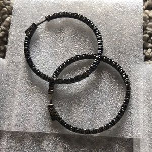 Jason of Beverly Hills Black Diamond Hoop Earrings
